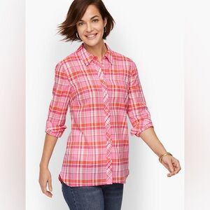 ⭐️ Talbots Cotton Button Front Shirt Lake Plaid SMALL